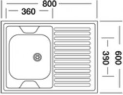Мойка 60х80 левая (0,6х 160) (с сифоном) (А)